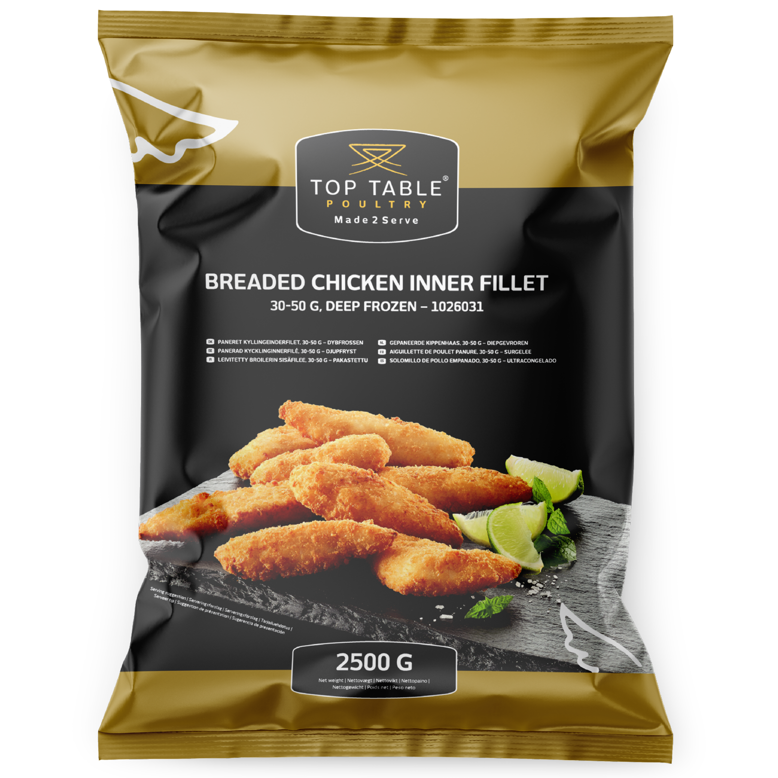 Breaded Chicken Inner Fillet Top Table 30-50g 2x2,5kg